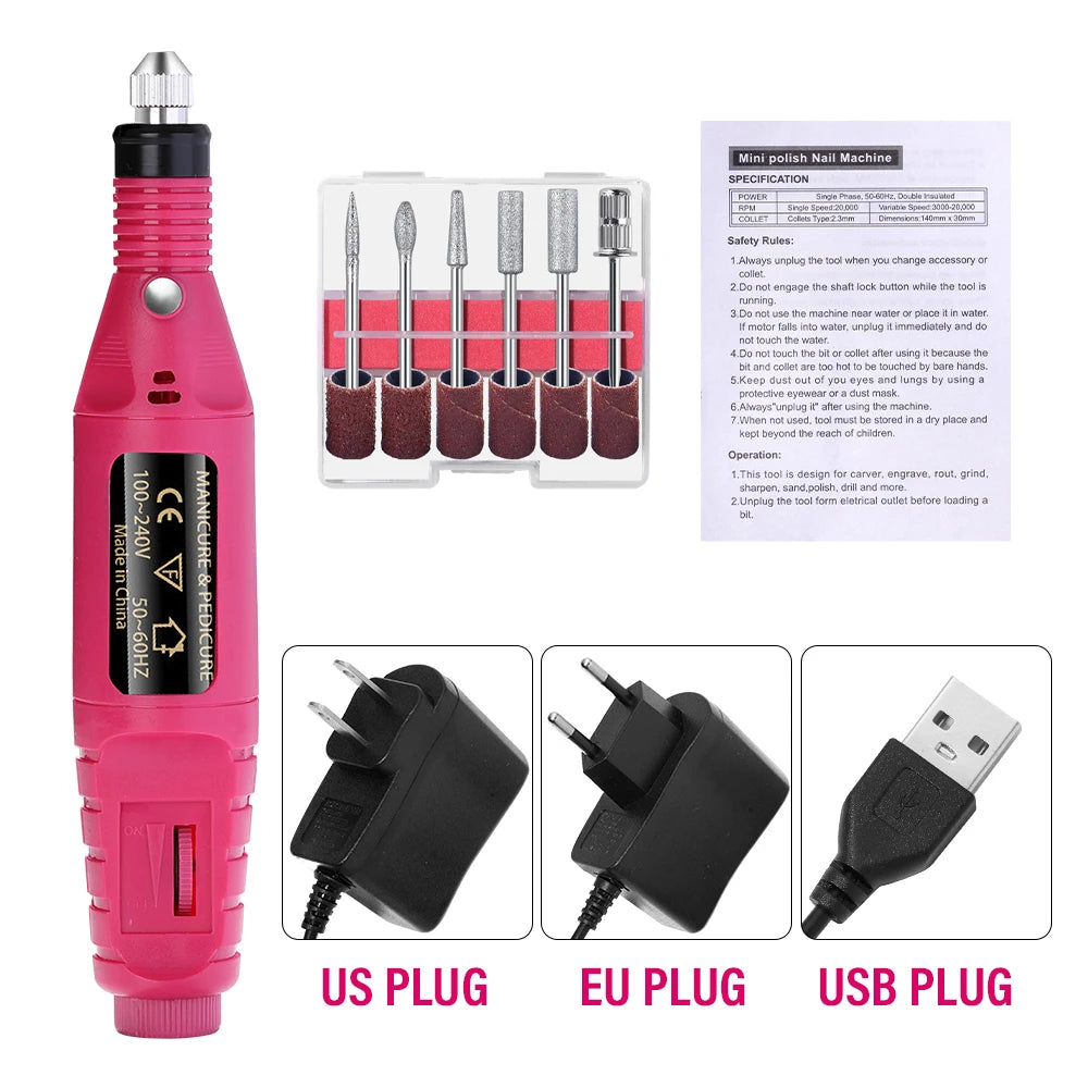Portable Professional Electric Nail Drill Machine – Manicure & Pedicure Drill Set for Home and Salon Use