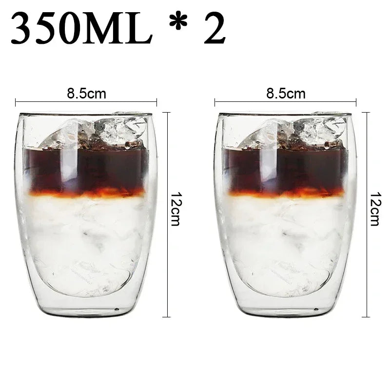 2-18 PCS Double Wall High Borosilicate Sclass Mugs – Теплорезантная чайка, кофе, молоко и сухие чашки, набор подарков для креативных баров