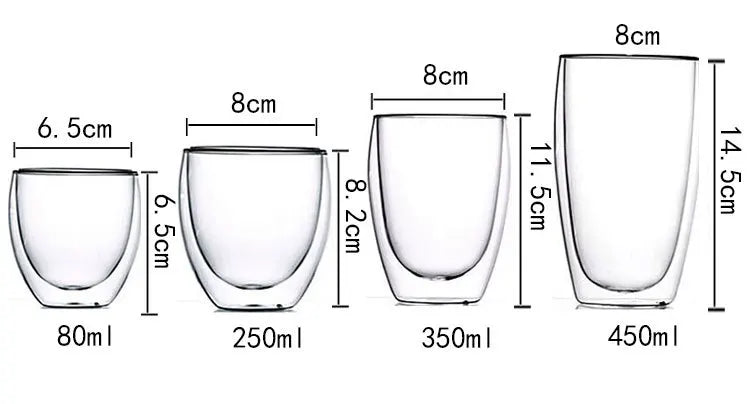 2-18 PCS Double Wall High Borosilicate Sclass Mugs – Теплорезантная чайка, кофе, молоко и сухие чашки, набор подарков для креативных баров