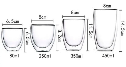 2-18 PCS Double Wall High Borosilicate Sclass Mugs – Теплорезантная чайка, кофе, молоко и сухие чашки, набор подарков для креативных баров