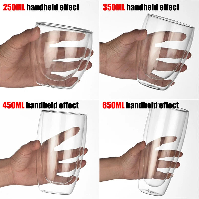 2-18 PCS Double Wall High Borosilicate Sclass Mugs – Теплорезантная чайка, кофе, молоко и сухие чашки, набор подарков для креативных баров