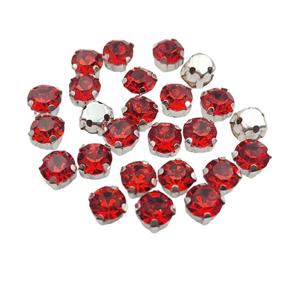 Круглые стеклянные рейнские камни с когтями – Серебряная база Sew-On Crystals для одежды, обуви и плотов