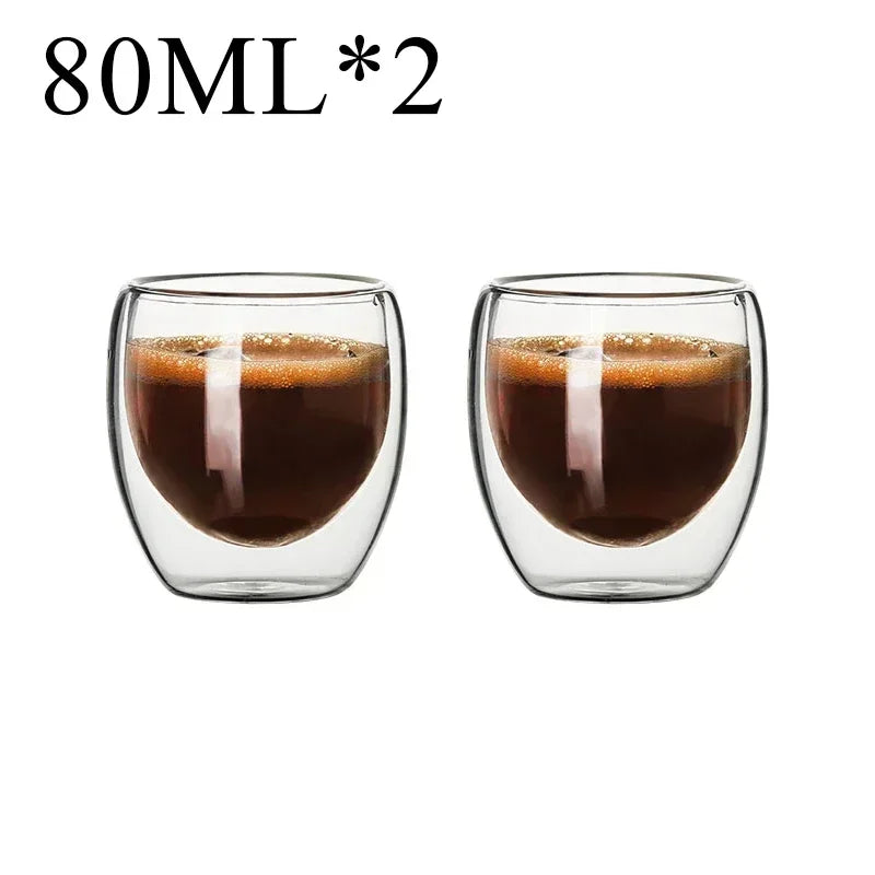 2-18 PCS Double Wall High Borosilicate Sclass Mugs – Теплорезантная чайка, кофе, молоко и сухие чашки, набор подарков для креативных баров
