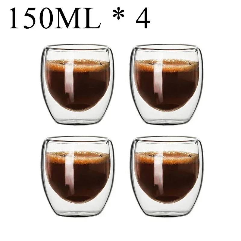 2-18 PCS Double Wall High Borosilicate Sclass Mugs – Теплорезантная чайка, кофе, молоко и сухие чашки, набор подарков для креативных баров