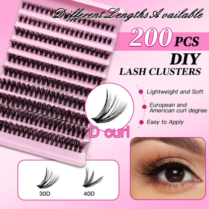 DILASEN DiY Plasing Kit — 200PCS Lash Class class c Lash Bond & Seal, профессиональные инструменты макияжа для глюинговых лашей