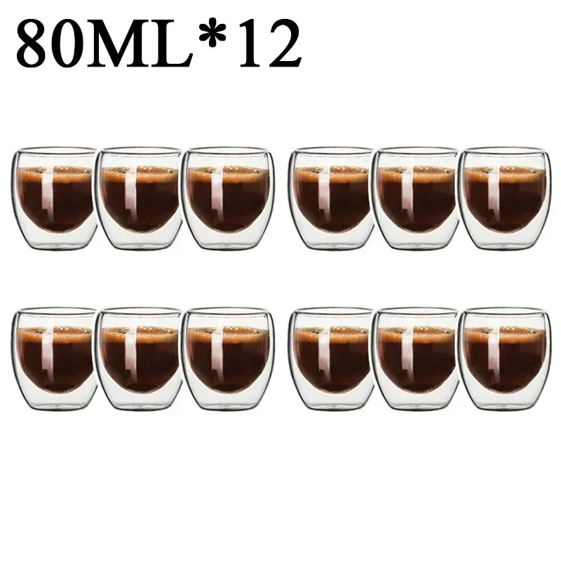 2-18 PCS Double Wall High Borosilicate Sclass Mugs – Теплорезантная чайка, кофе, молоко и сухие чашки, набор подарков для креативных баров