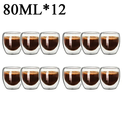 2-18 PCS Double Wall High Borosilicate Sclass Mugs – Теплорезантная чайка, кофе, молоко и сухие чашки, набор подарков для креативных баров
