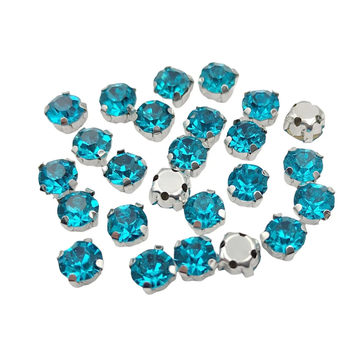 Круглые стеклянные рейнские камни с когтями – Серебряная база Sew-On Crystals для одежды, обуви и плотов