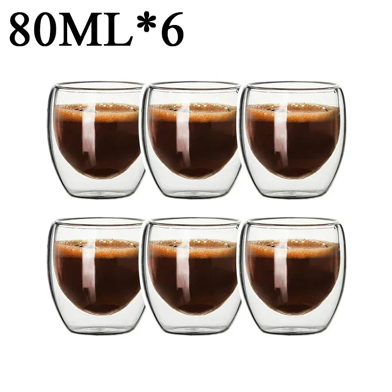 2-18 PCS Double Wall High Borosilicate Sclass Mugs – Теплорезантная чайка, кофе, молоко и сухие чашки, набор подарков для креативных баров