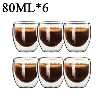 2-18 PCS Double Wall High Borosilicate Sclass Mugs – Теплорезантная чайка, кофе, молоко и сухие чашки, набор подарков для креативных баров