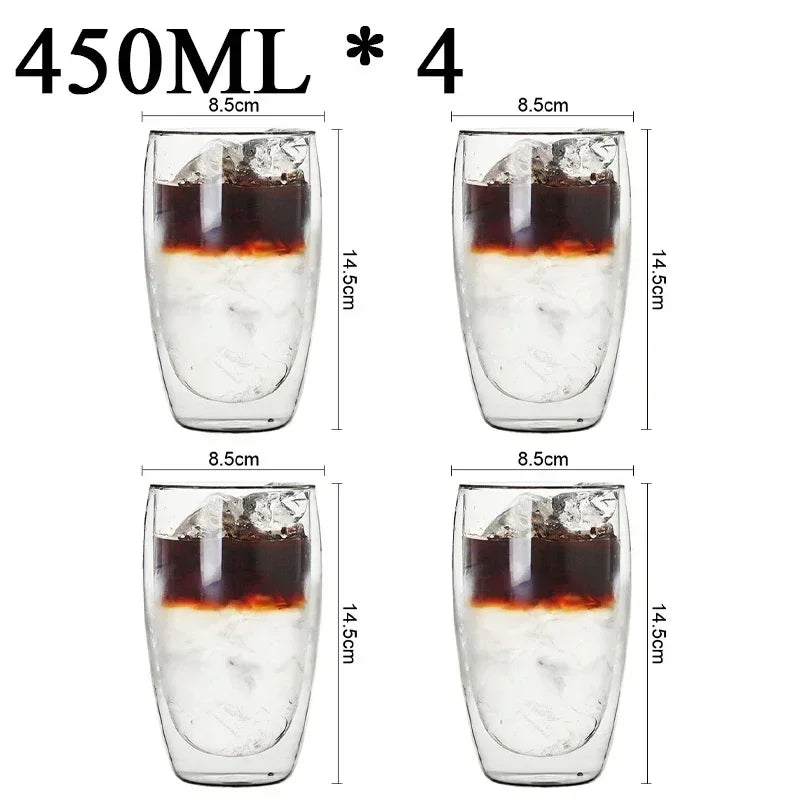 2-18 PCS Double Wall High Borosilicate Sclass Mugs – Теплорезантная чайка, кофе, молоко и сухие чашки, набор подарков для креативных баров