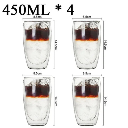 2-18 PCS Double Wall High Borosilicate Sclass Mugs – Теплорезантная чайка, кофе, молоко и сухие чашки, набор подарков для креативных баров