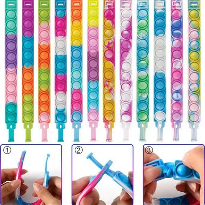 12/24/36PCS Cilicone Colorful Bubble Rristboard — детские вечеринки, подарки в день рождения, свадебные сувениры, карнавал и праздничные браслеты