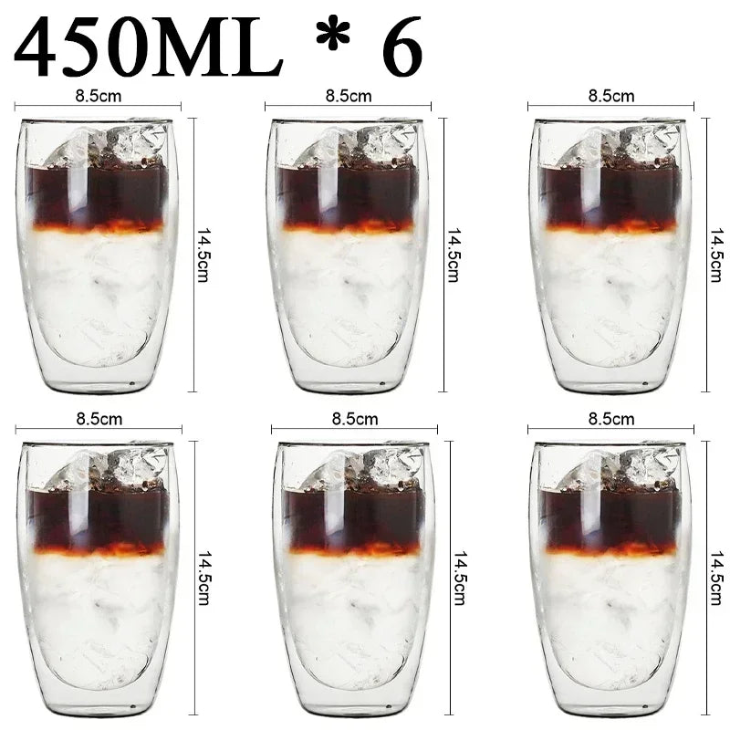 2-18 PCS Double Wall High Borosilicate Sclass Mugs – Теплорезантная чайка, кофе, молоко и сухие чашки, набор подарков для креативных баров