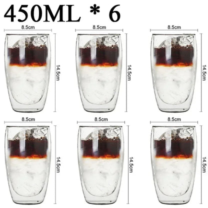 2-18 PCS Double Wall High Borosilicate Sclass Mugs – Теплорезантная чайка, кофе, молоко и сухие чашки, набор подарков для креативных баров