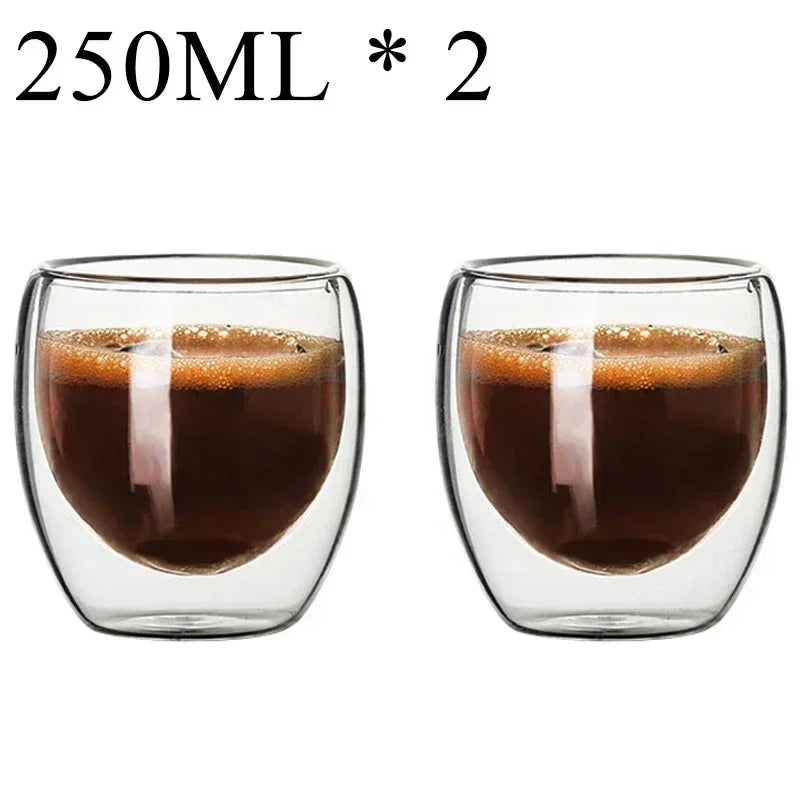 2-18 PCS Double Wall High Borosilicate Sclass Mugs – Теплорезантная чайка, кофе, молоко и сухие чашки, набор подарков для креативных баров