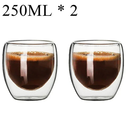 2-18 PCS Double Wall High Borosilicate Sclass Mugs – Теплорезантная чайка, кофе, молоко и сухие чашки, набор подарков для креативных баров