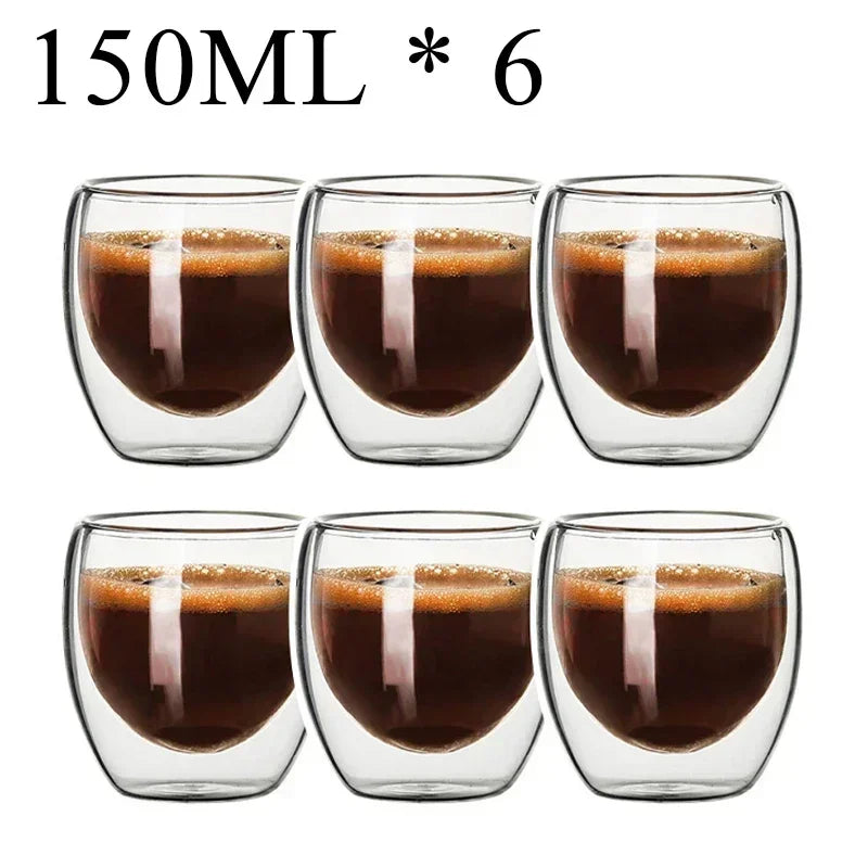 2-18 PCS Double Wall High Borosilicate Sclass Mugs – Теплорезантная чайка, кофе, молоко и сухие чашки, набор подарков для креативных баров
