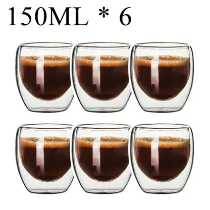 2-18 PCS Double Wall High Borosilicate Sclass Mugs – Теплорезантная чайка, кофе, молоко и сухие чашки, набор подарков для креативных баров