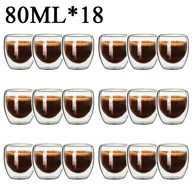 2-18 PCS Double Wall High Borosilicate Sclass Mugs – Теплорезантная чайка, кофе, молоко и сухие чашки, набор подарков для креативных баров