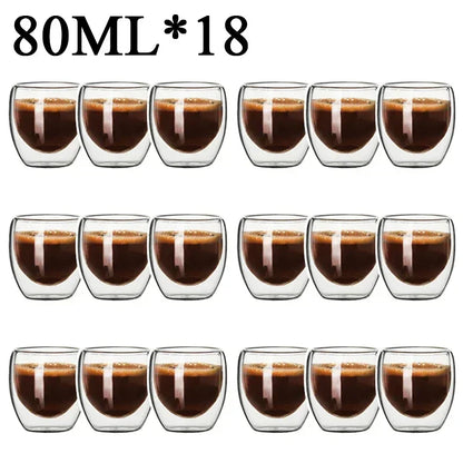 2-18 PCS Double Wall High Borosilicate Sclass Mugs – Теплорезантная чайка, кофе, молоко и сухие чашки, набор подарков для креативных баров