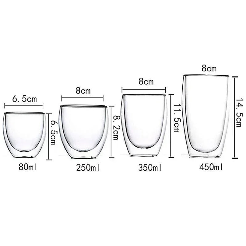 2-18 PCS Double Wall High Borosilicate Sclass Mugs – Теплорезантная чайка, кофе, молоко и сухие чашки, набор подарков для креативных баров