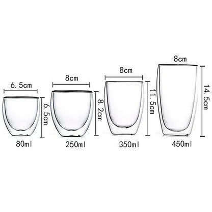 2-18 PCS Double Wall High Borosilicate Sclass Mugs – Теплорезантная чайка, кофе, молоко и сухие чашки, набор подарков для креативных баров