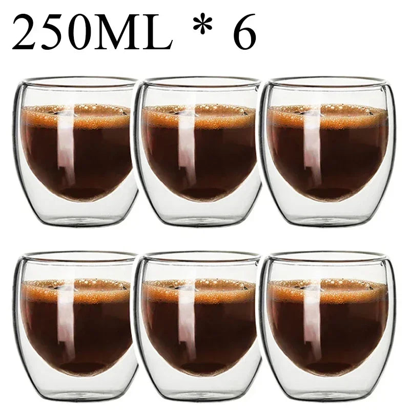 2-18 PCS Double Wall High Borosilicate Sclass Mugs – Теплорезантная чайка, кофе, молоко и сухие чашки, набор подарков для креативных баров