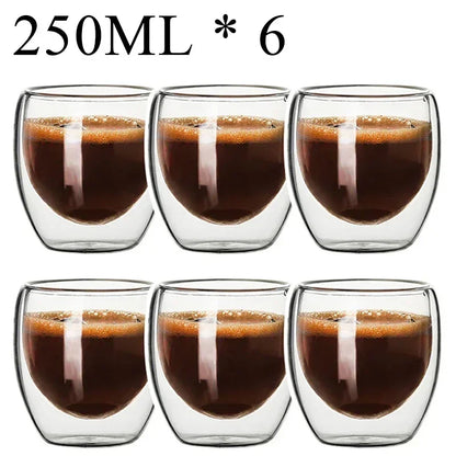 2-18 PCS Double Wall High Borosilicate Sclass Mugs – Теплорезантная чайка, кофе, молоко и сухие чашки, набор подарков для креативных баров