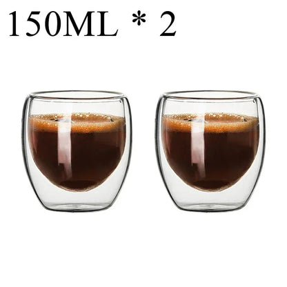 2-18 PCS Double Wall High Borosilicate Sclass Mugs – Теплорезантная чайка, кофе, молоко и сухие чашки, набор подарков для креативных баров