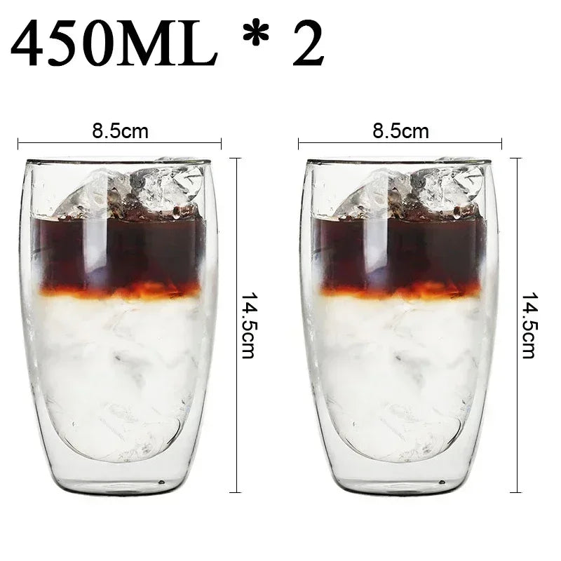 2-18 PCS Double Wall High Borosilicate Sclass Mugs – Теплорезантная чайка, кофе, молоко и сухие чашки, набор подарков для креативных баров