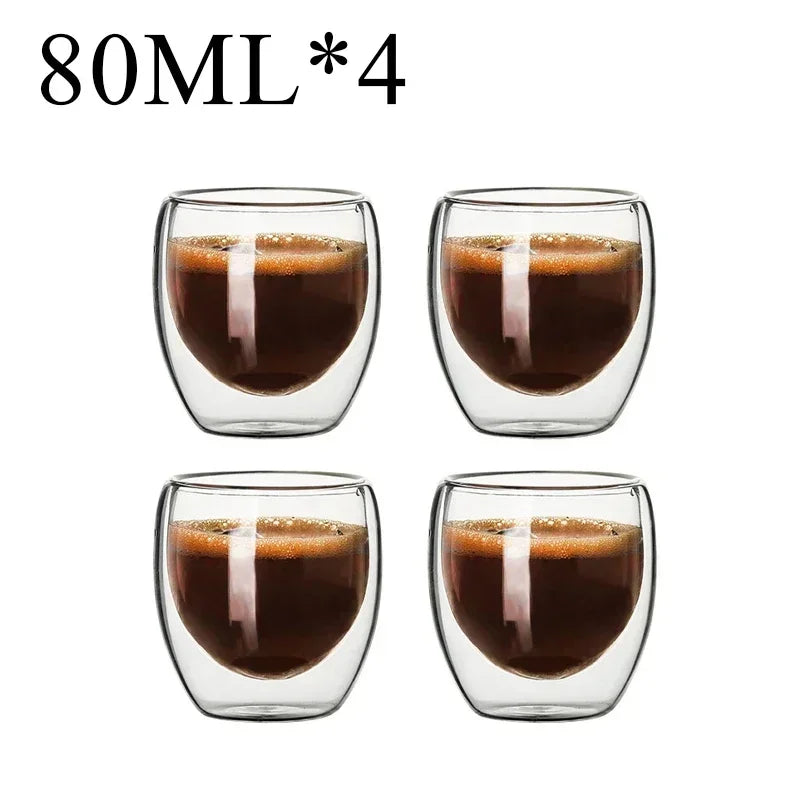 2-18 PCS Double Wall High Borosilicate Sclass Mugs – Теплорезантная чайка, кофе, молоко и сухие чашки, набор подарков для креативных баров