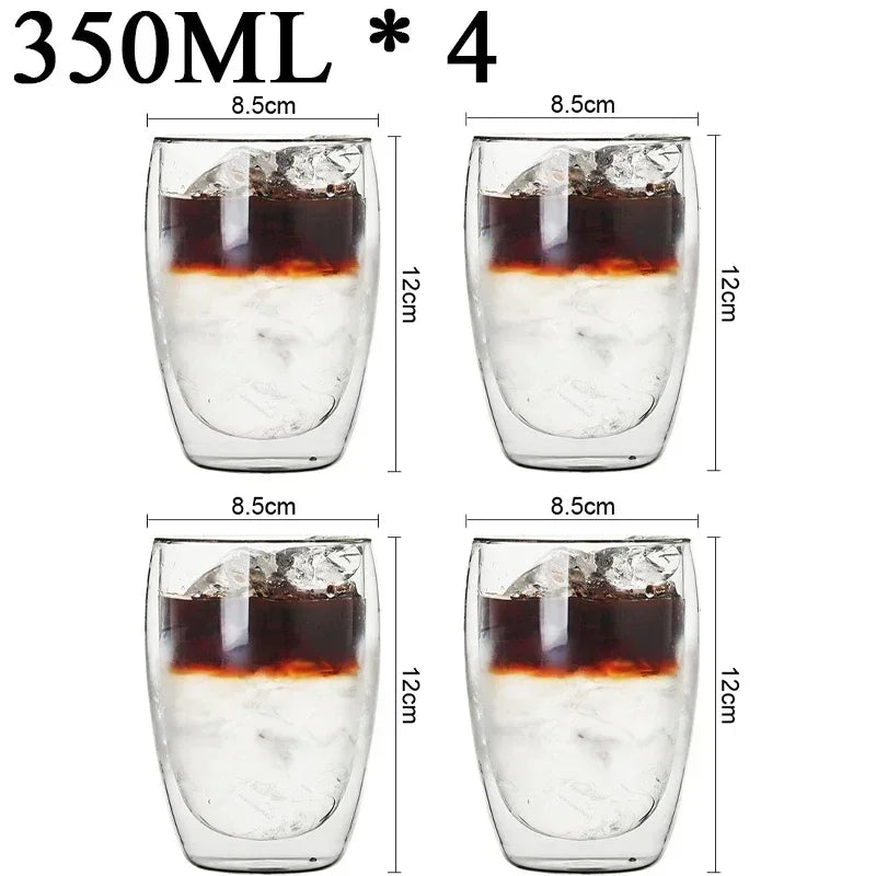 2-18 PCS Double Wall High Borosilicate Sclass Mugs – Теплорезантная чайка, кофе, молоко и сухие чашки, набор подарков для креативных баров