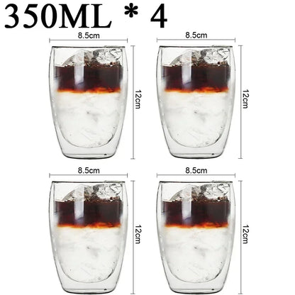 2-18 PCS Double Wall High Borosilicate Sclass Mugs – Теплорезантная чайка, кофе, молоко и сухие чашки, набор подарков для креативных баров