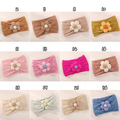 1Pc Baby Nylon Headscarf – Handmade Flower Headband for Newborn Girls, Toddler Elastic Hair Turban