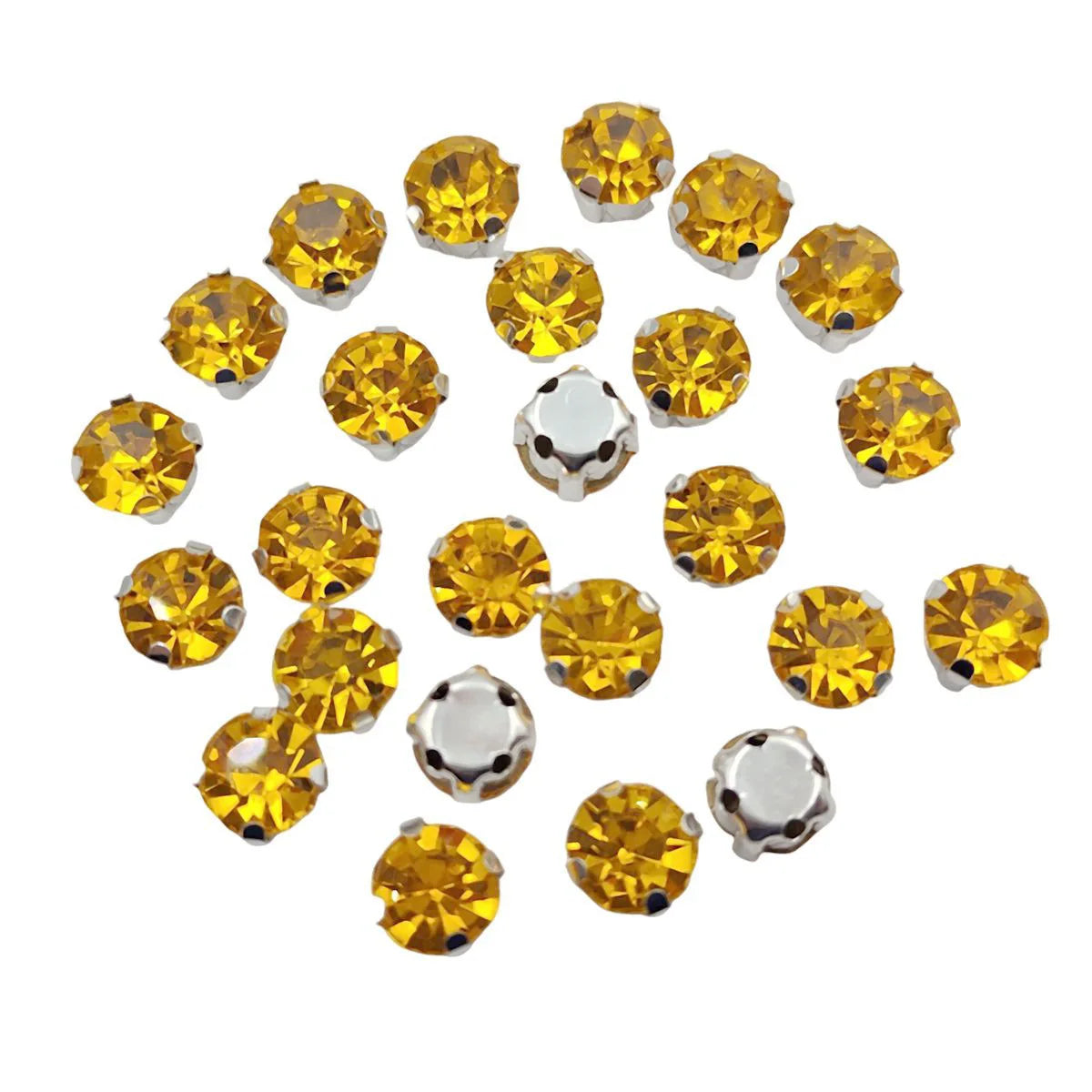 Круглые стеклянные рейнские камни с когтями – Серебряная база Sew-On Crystals для одежды, обуви и плотов