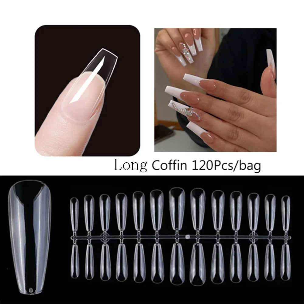 120PCS Matte Press-On Nail Tips – Soft Full-Cover Oval Almond False Nails for DIY Manicure