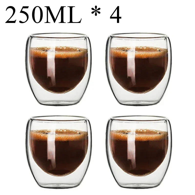 2-18 PCS Double Wall High Borosilicate Sclass Mugs – Теплорезантная чайка, кофе, молоко и сухие чашки, набор подарков для креативных баров