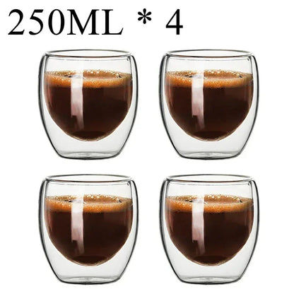 2-18 PCS Double Wall High Borosilicate Sclass Mugs – Теплорезантная чайка, кофе, молоко и сухие чашки, набор подарков для креативных баров