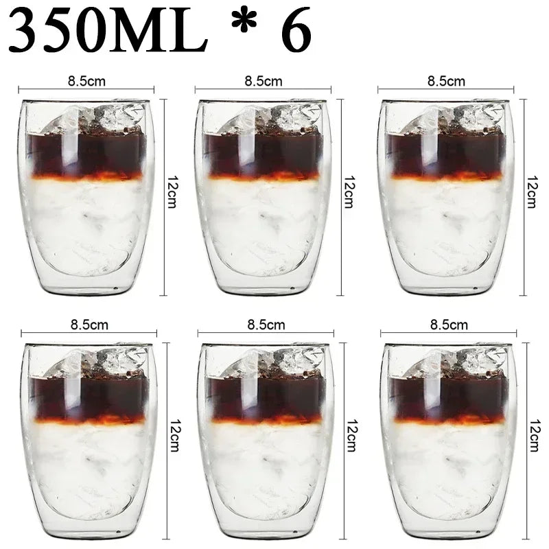 2-18 PCS Double Wall High Borosilicate Sclass Mugs – Теплорезантная чайка, кофе, молоко и сухие чашки, набор подарков для креативных баров