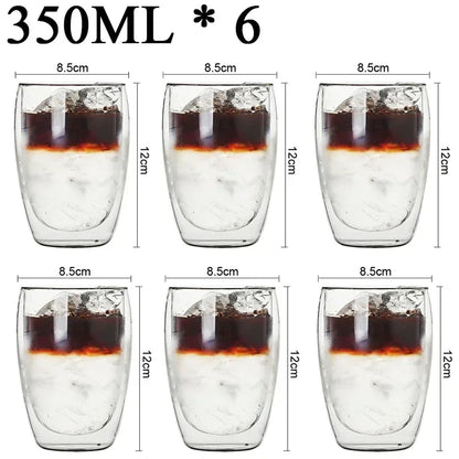 2-18 PCS Double Wall High Borosilicate Sclass Mugs – Теплорезантная чайка, кофе, молоко и сухие чашки, набор подарков для креативных баров